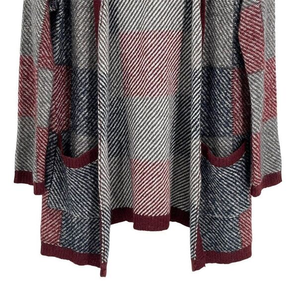 Lucky Brand Alpaca Wool Mohair Blend Check Open Front Cardigan Sweater Large - Picture 6 of 14